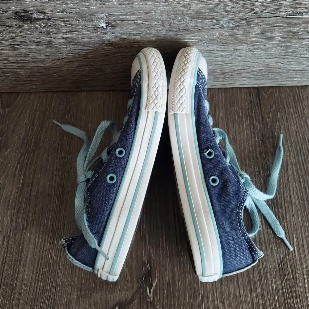 Converse Kids Double Tongue Navy Blue Canvas Sneakers Size 2
